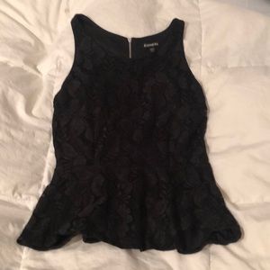 Black floral peplum tank top